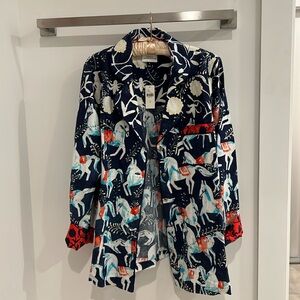 Anthropologie Cornelia O'Donovan Sweet Dreams Horse Flannel Pajama Shirt Size M.